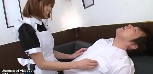  Japanese busty maid satisfies stressed boss